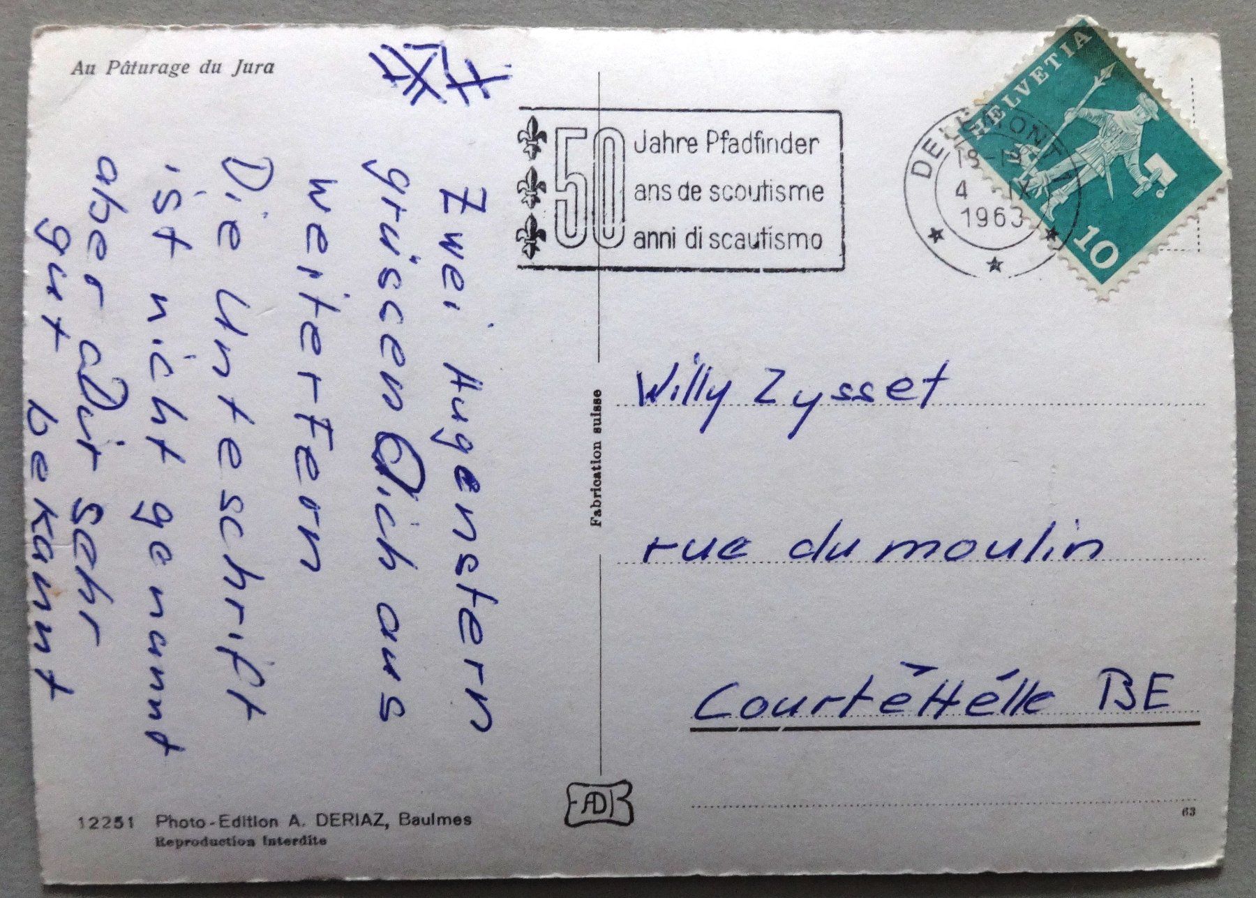 Cartoline postali: Au Pâturage du Jura – Difettoso da Fétigny venduto da Billy2miny 1