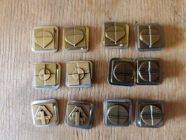 12er Set Vintage Abzeichen/Pins, Schweizer Armee, goldfarben