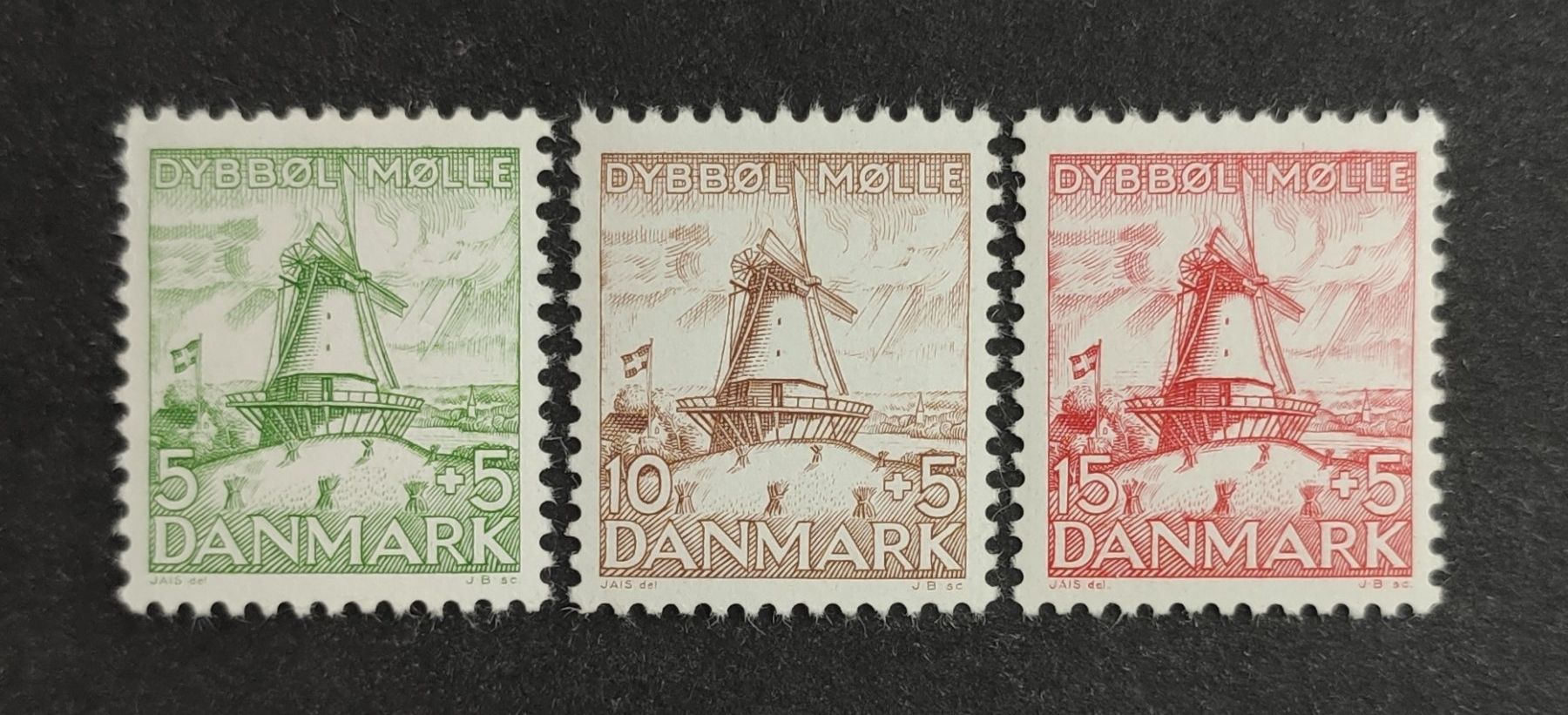 Alle Briefmarken: Dänemark 1937, Dybbol Mill, Satz ungestempelt – Gebraucht aus Wil SG von Zazal