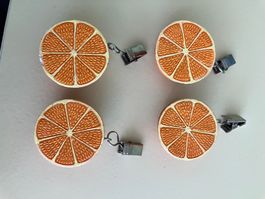 4x Orangen-Clips Tischtuchhalter