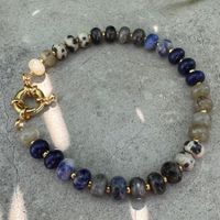 Zartes Steinarmband vergoldet Labradorit Lapis Lazuli