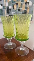 2x Glas Kerzenständer hellgrün transparent Struktur