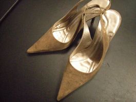 HUGO BOSS Echt Leder Sling Pumps High Heels Gr. 37 bronce