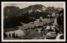 AK Arosa, Teilansicht mit Untersee aus der Vogelschau