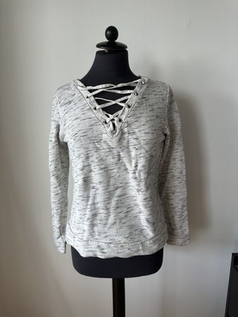 Damen Top mit Schnürung Grau Melange Grösse S