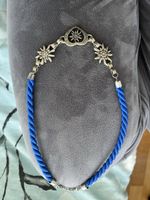 Trachten Kropfband Halskette blau silber Edelweiss Neuwertig