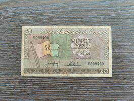 Rwanda 20 Francs 15.3.1969 - selten !!!!!!