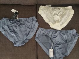 3 x Damen Slip Seide 2 x lila 1 x offwhite Grösse M neu mit