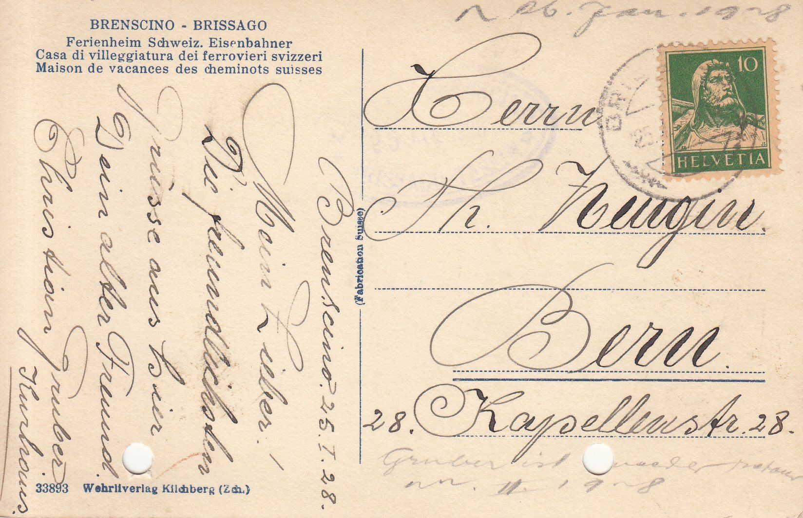 Cartoline postali: Brenscino Kurhaus 1928 – Usato da Bürglen TG venduto da StampGraf 1