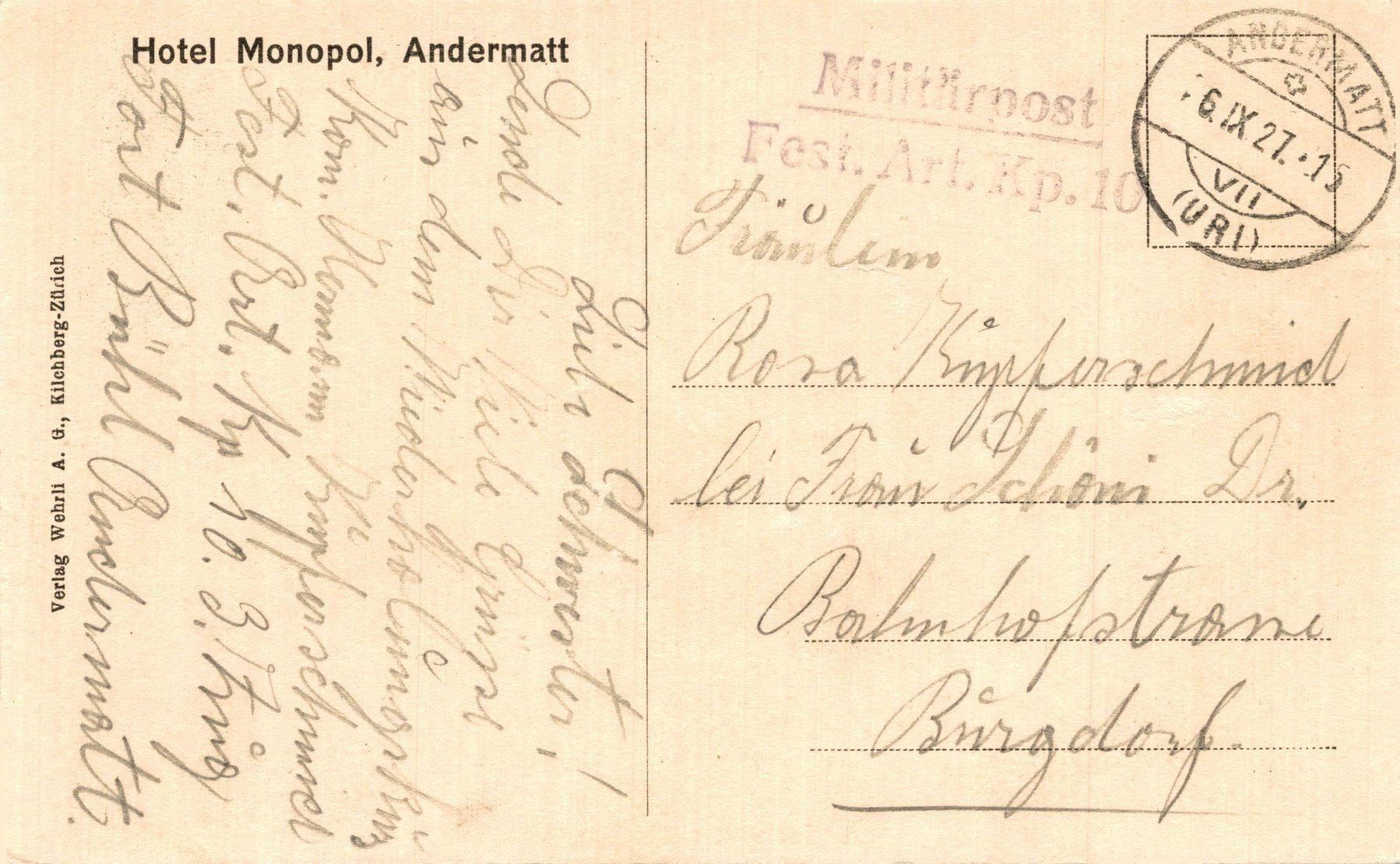 Cartoline postali: Andermatt. Hotel Monopol – Usato da Bronschhofen venduto da Astore 1