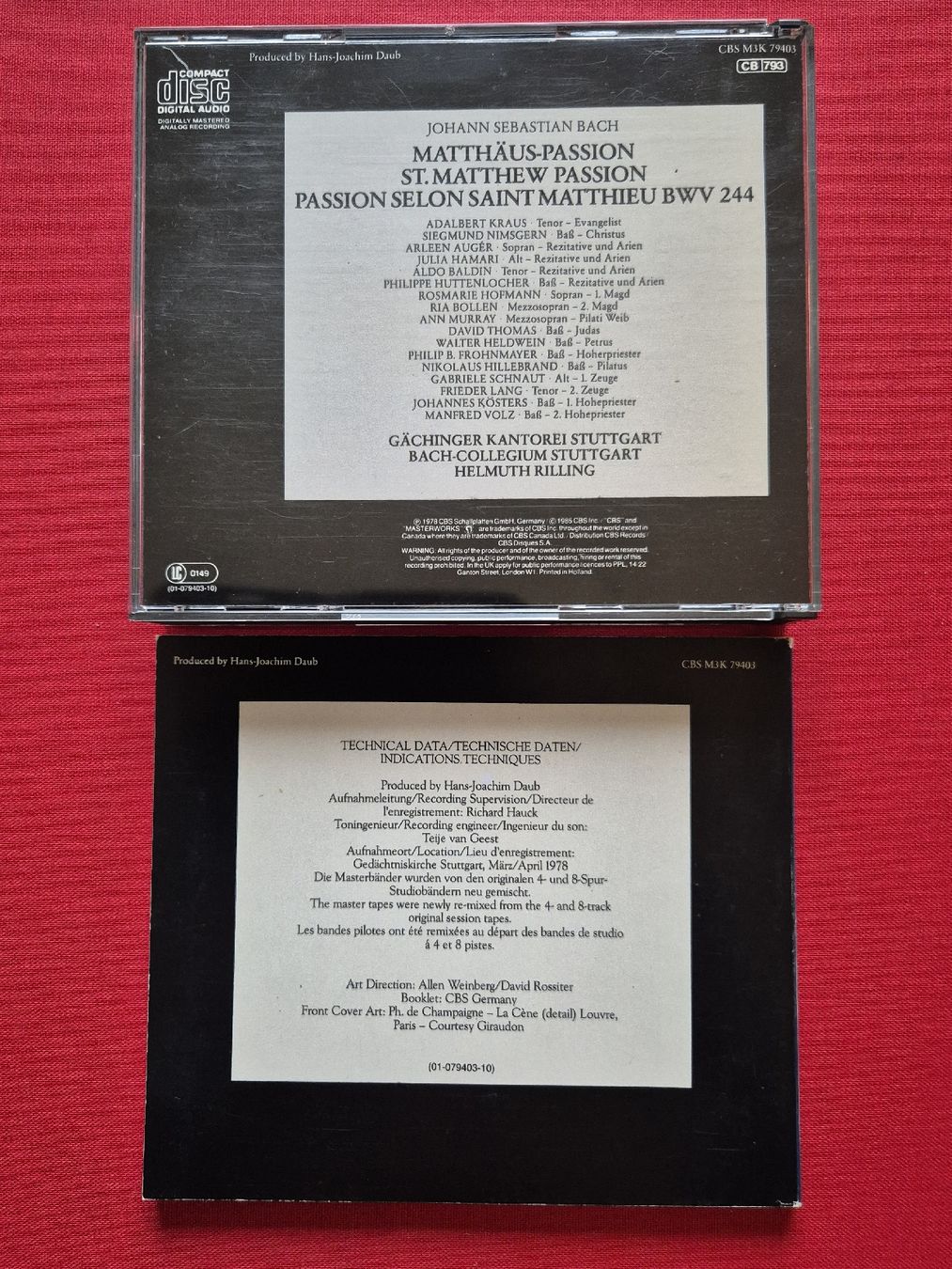 CD: J.S. Bach Matthäus-Passion Helmuth Rilling 3-CD Set – Usato da Frenkendorf venduto da naibaf01 5