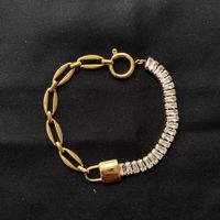 18KGP Vorhängeschloss Zircon Edelstahl Armkette