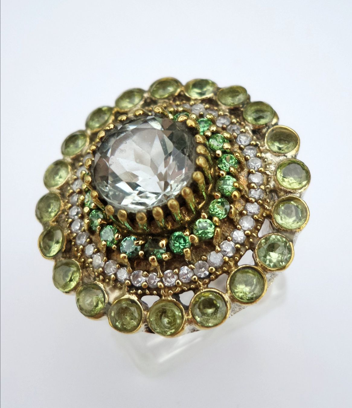 Anelli: Statement Ring, Silber 925, Rauchquarz und Peridot – Nuovo (secondo la descrizione) da Zürich venduto da adriben 3