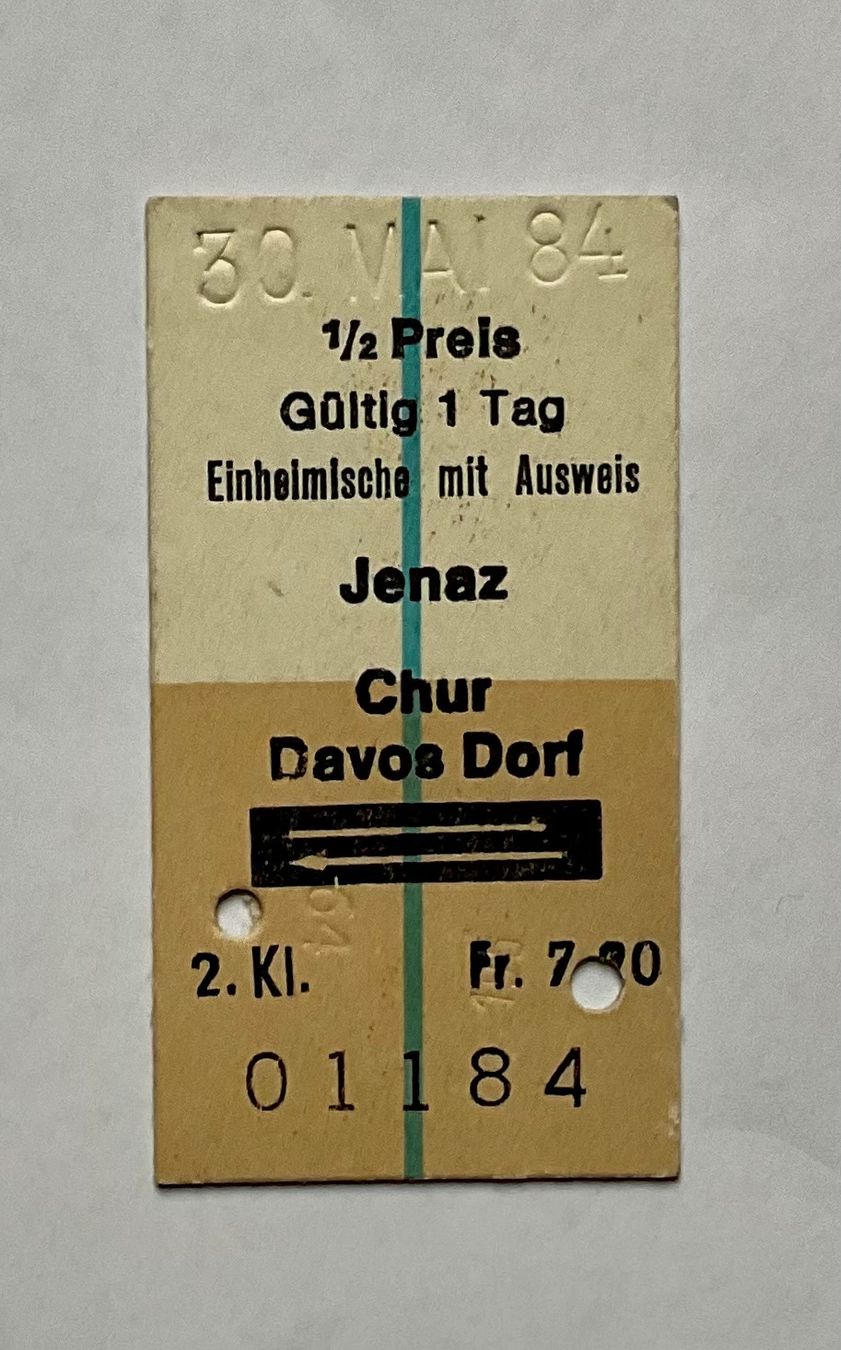 Biglietti: Altes Billett aus Karton von 1984 RhB – Usato da Endingen venduto da nathan05