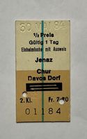 Altes Billett aus Karton von 1984 RhB