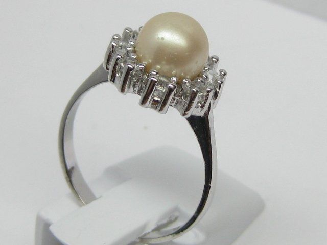 Anelli: Silber Ring 925 / Perle / weisse Schmucksteine / Gr. 55 – Usato da Ermatingen venduto da Decovin