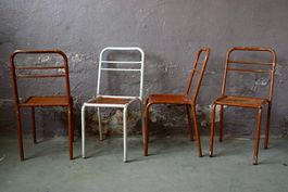 Set de 4 chaises Modern’Tube bois et métal  bohème vintage