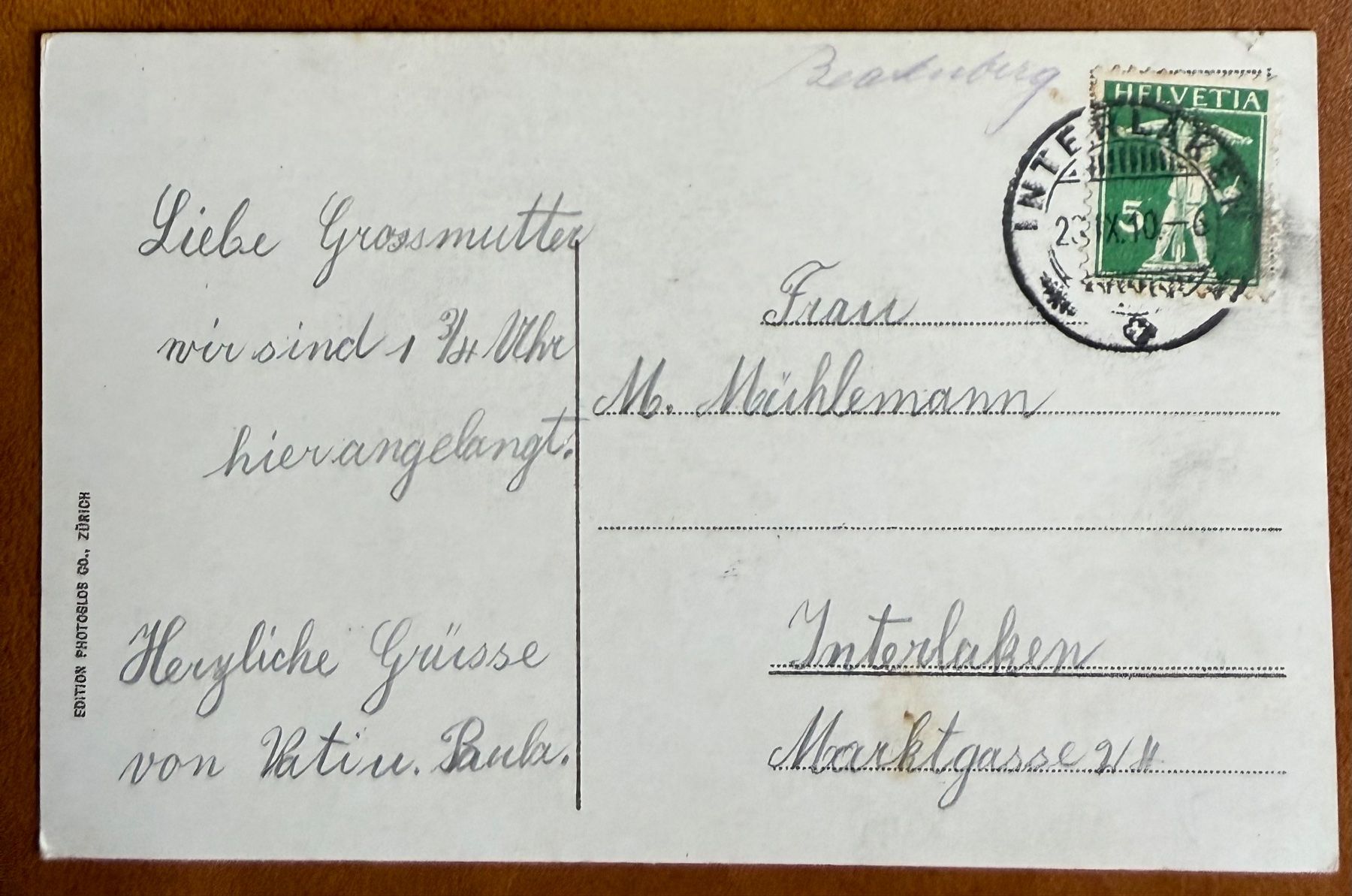 Cartoline postali: Thunersee - Beatenbucht - Dampfschiff 1910 – Usato da Lutry venduto da Ediego 1