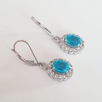 Ohrhänger, 925er Silber mit  blaue und helle Steine