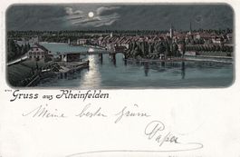 1900 Postkarte "Gruss aus Rheinfelden" nach Basel, Litho