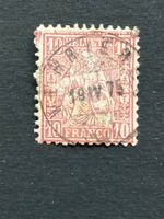 Schweiz 1875 Sitzend 10 Vollstempel VERRIERES 19.IV.75 ABART
