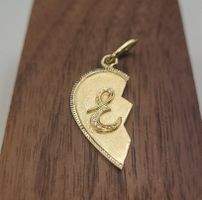 585 Gold Herzteil Anhänger Mit Initial E