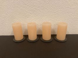 Kerzen 4er Set, je ca. 13 x 7 cm, je ca. 450g, ecru Raureif