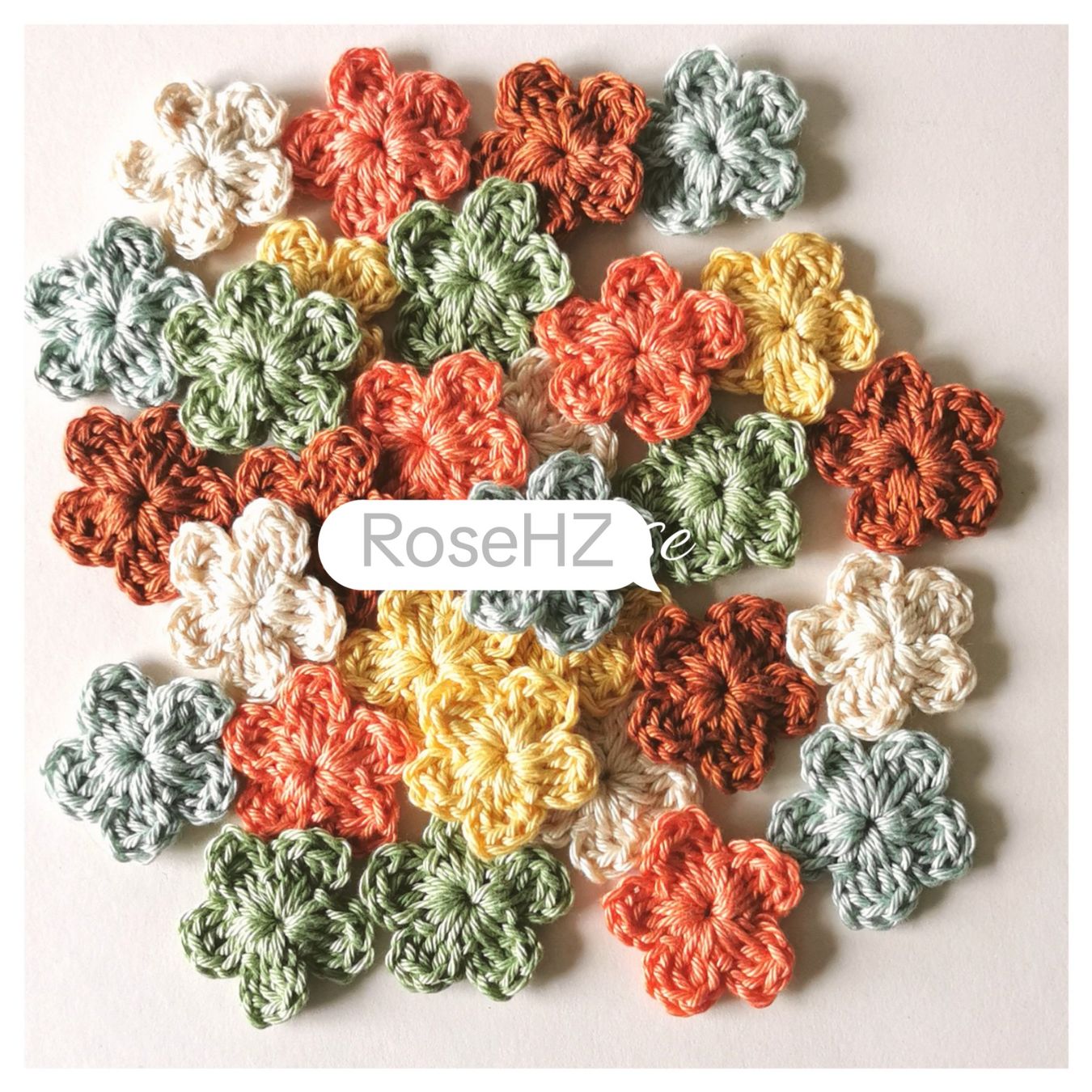 Patches: Gehäkelte Blumen 10.Stück Baumwolle – Neu (gemäss Beschreibung) aus Schaffhausen von RoseHaekelzauber