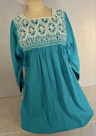 Blouse mexicaine coton avec motif tissé main, taille 38-42