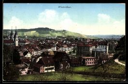 AK Winterthur, Generalansicht der Stadt, Blick auf die Kirch