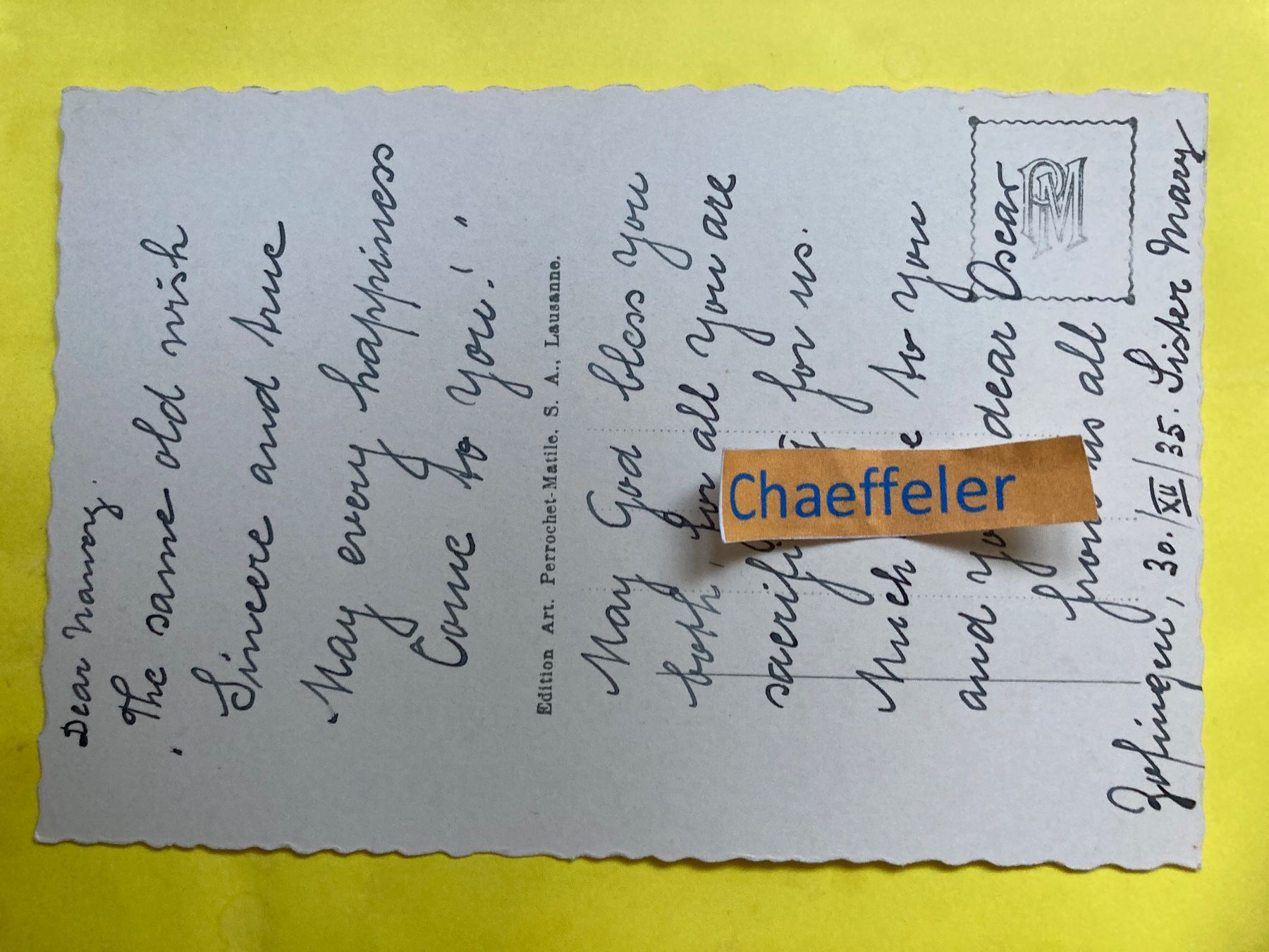Cartoline postali: 1935 Zofingen – Usato da Zürich venduto da Chaeffeler 1