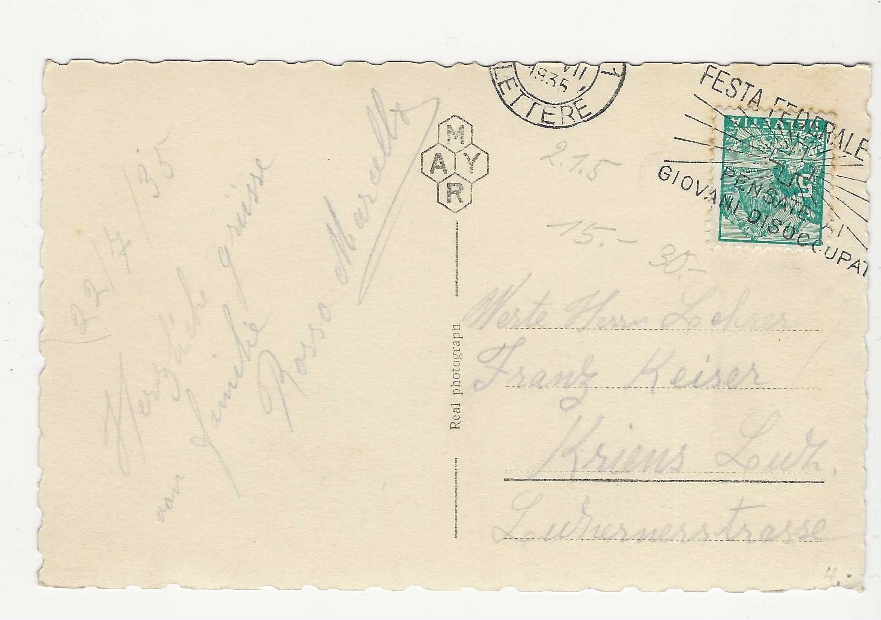 Cartoline postali: LUGANO    IL NUOVO QUAI   1935 – Usato da Küttigen venduto da rolypo 1