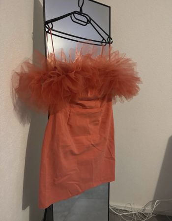 Robe bustier rose saumon avec tulle Naf Naf