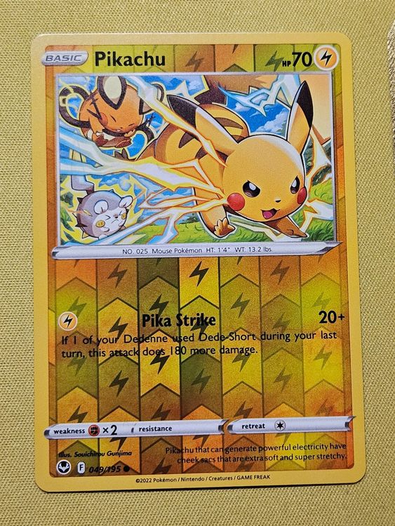 Pokmon Card - Pikachu 049/195 Silver Tempest NM Near Mint Condition