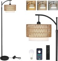 Stehlampe Rattanleuchte dimmbar mit Fernbedienung und App