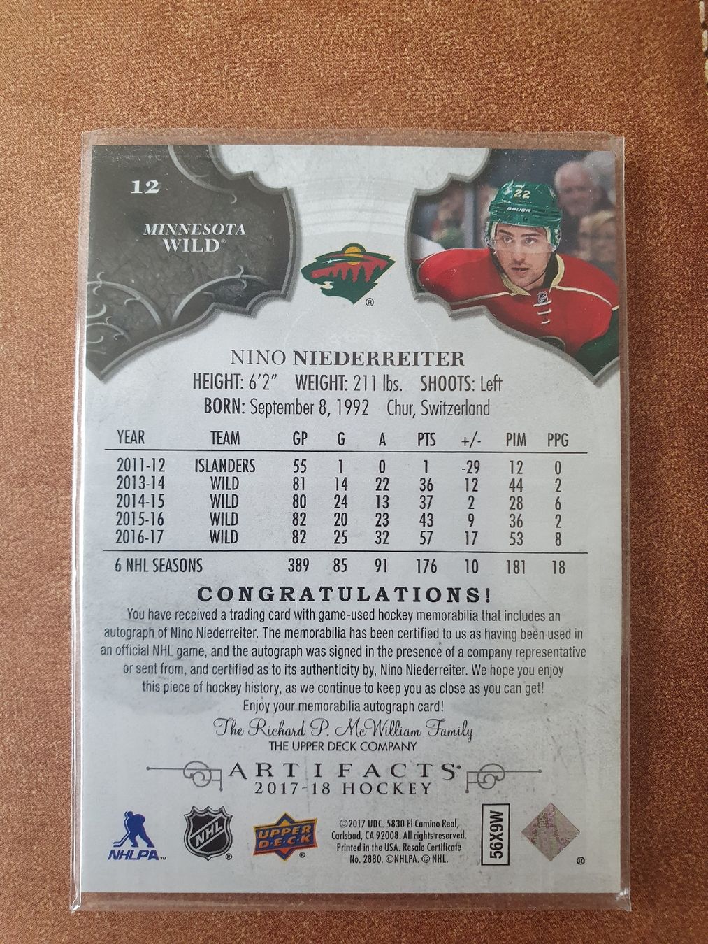 NHL Carte collezionabili: Nino Niederreiter NHL Artifacts Patch Auto 19/35 – Usato da Büren an der Aare venduto da Trash4 1