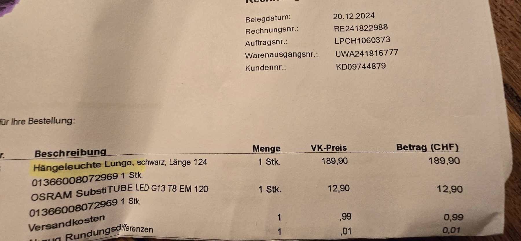 Kronleuchter & Deckenlampen: Hängeleuchte Lungo schwarz, Länge 124cm, neu – Neu (gemäss Beschreibung) aus Oberarth von atty 2