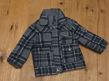 Kinderjacke Herbst, kariert grau schwarz 