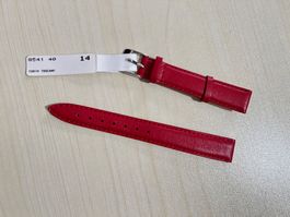Neues, rotes 14mm Echtleder-Uhrenarmband für Damen