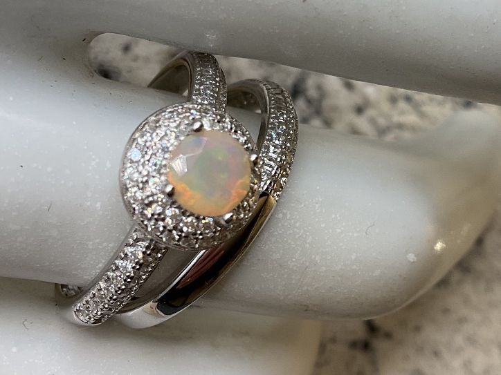Anelli: Silberring 2teilig mit Opal und Zirkonia, Gr.55.5 – Nuovo (secondo la descrizione) da Luzern venduto da S.Kern01 2