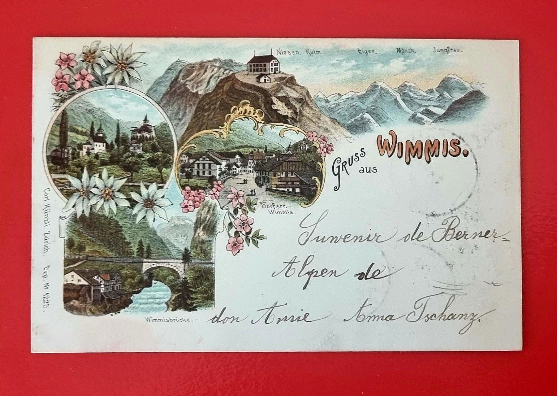 Cartoline postali: Wimmis - Merhbildkarte - Litho - 1898 – Usato da Rothrist venduto da RROENK