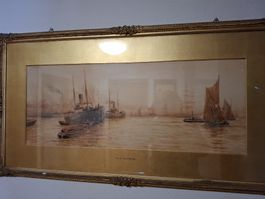 Tableau ancien, W.H. Pearson, marine encadrée, signée.