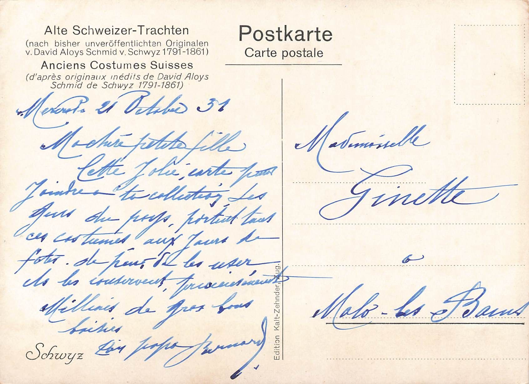 Cartoline postali: Schweizer Bräuche Schwyz – Usato da Biasca venduto da Blenio71 1