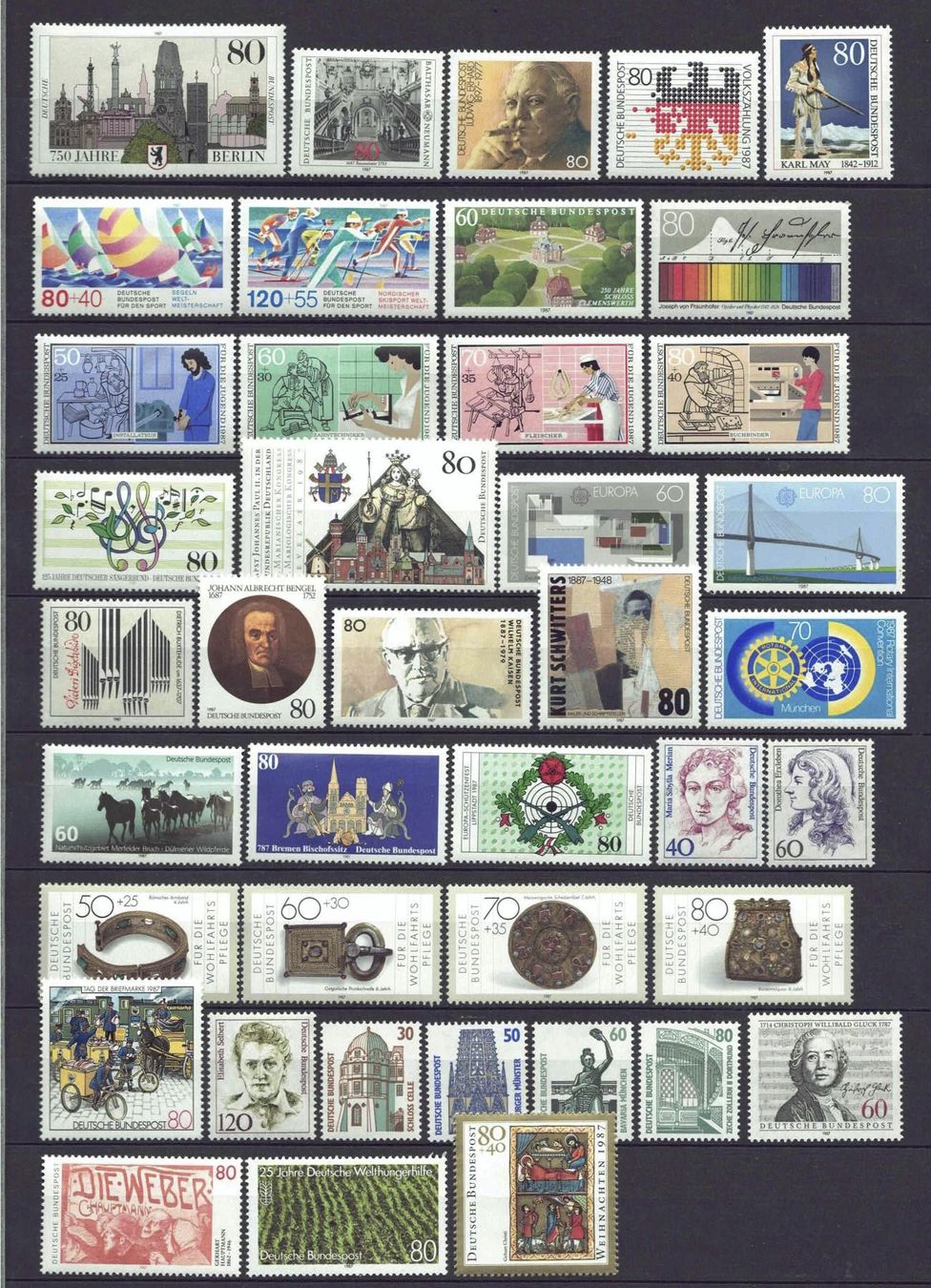 Alle Briefmarken: Deutschland kompl Jahr 1987 postfrisch** – Gebraucht aus Basel von Pfefferschootte