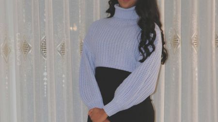 Wunderschöner Strickpullover in Hellblau, Grösse S