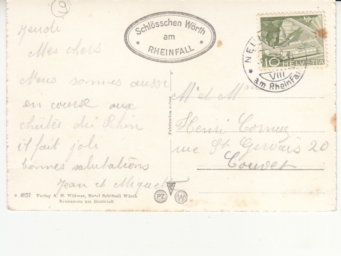 Cartoline postali: Rheinfall 1953 – Usato da Bürglen TG venduto da StampGraf 1