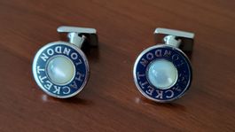 Vintage Hackett London Manschettenknöpfe silber/blau/weiss