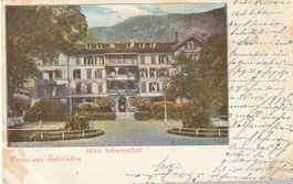 Alte Postkarte Hotel Schweizerhof Interlaken 1908