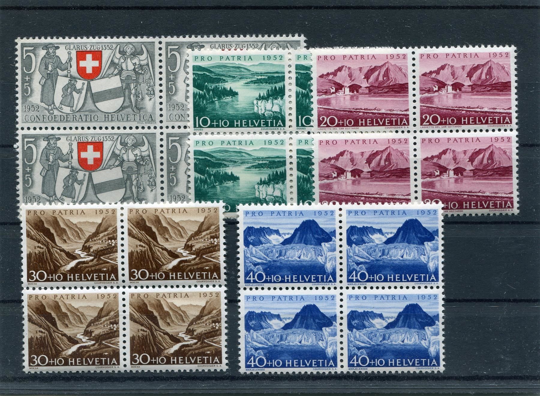 Tutti i francobolli: 1952 PP Nr. 56-60 im V'block postfrisch – Usato da Winterthur venduto da Kyoung