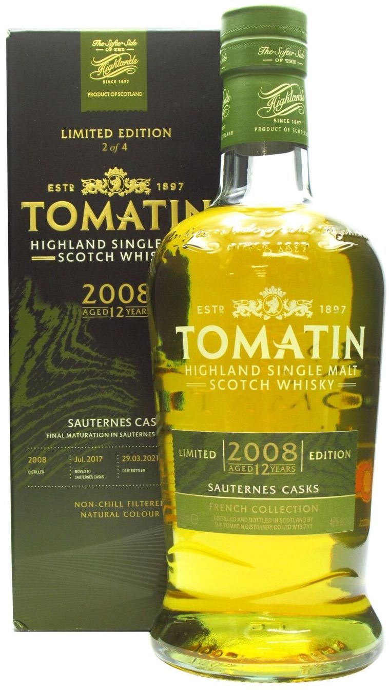 Tomatin Bevande alcoliche: Tomatin 12 ans Sauternes casks 2008 – Nuovo e nell'imballaggio originale da Le Locle venduto da drinkshop